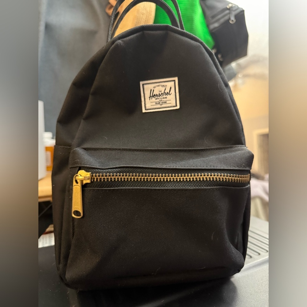Herschel Supply Company Black Nova Mini Backpack with Gold Zipper